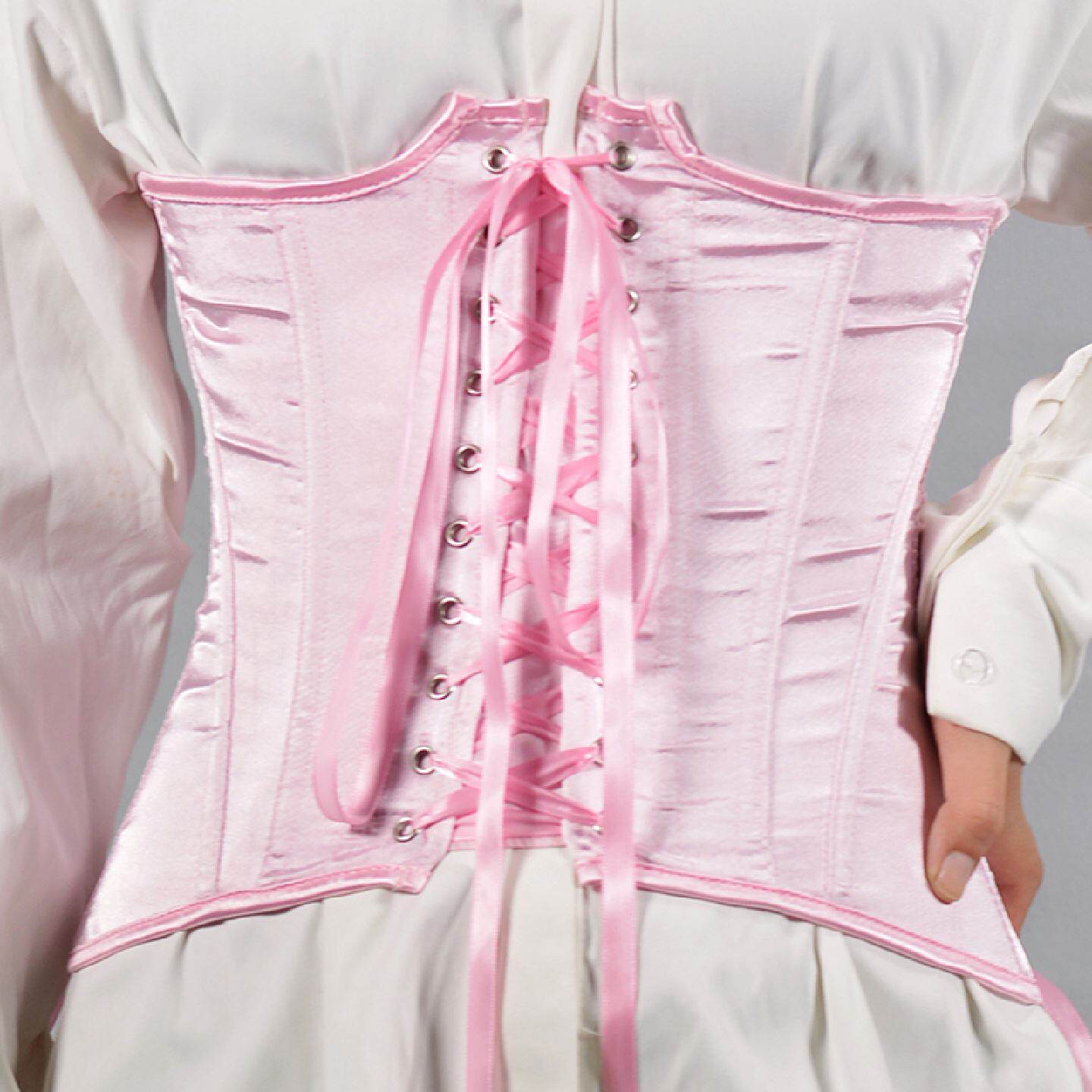 色丁修身绑带式腰封系带束腰拉链收腹时尚UnderbustCorset