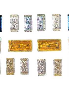美甲新款长方直角浮雕异形水晶钻指甲贴钻饰品DIY配件美甲材料