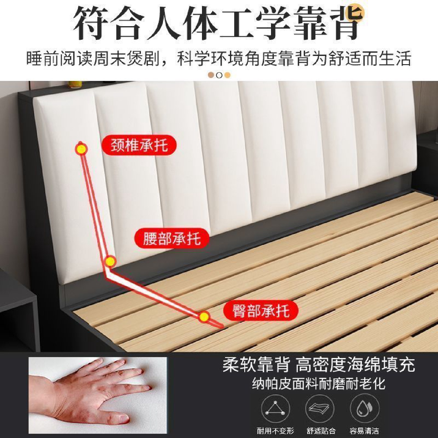 家用主卧智赏板式床1.5米大床软包双人1.8x2米出租房床单人床1.2m