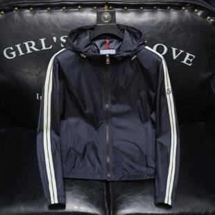 春装男士连帽休闲夹克衫拼色帅气大码薄外套青年学生运动潮流潮男