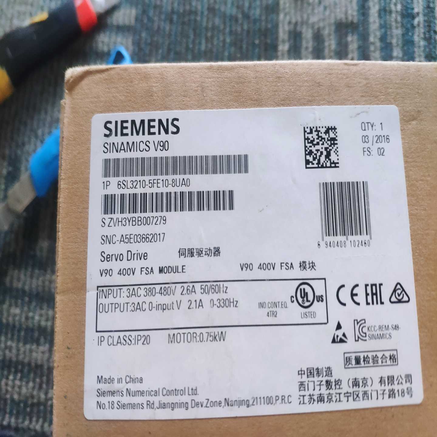 【议价】90伺服控制器6SL3210-5FE10-8UA0适用