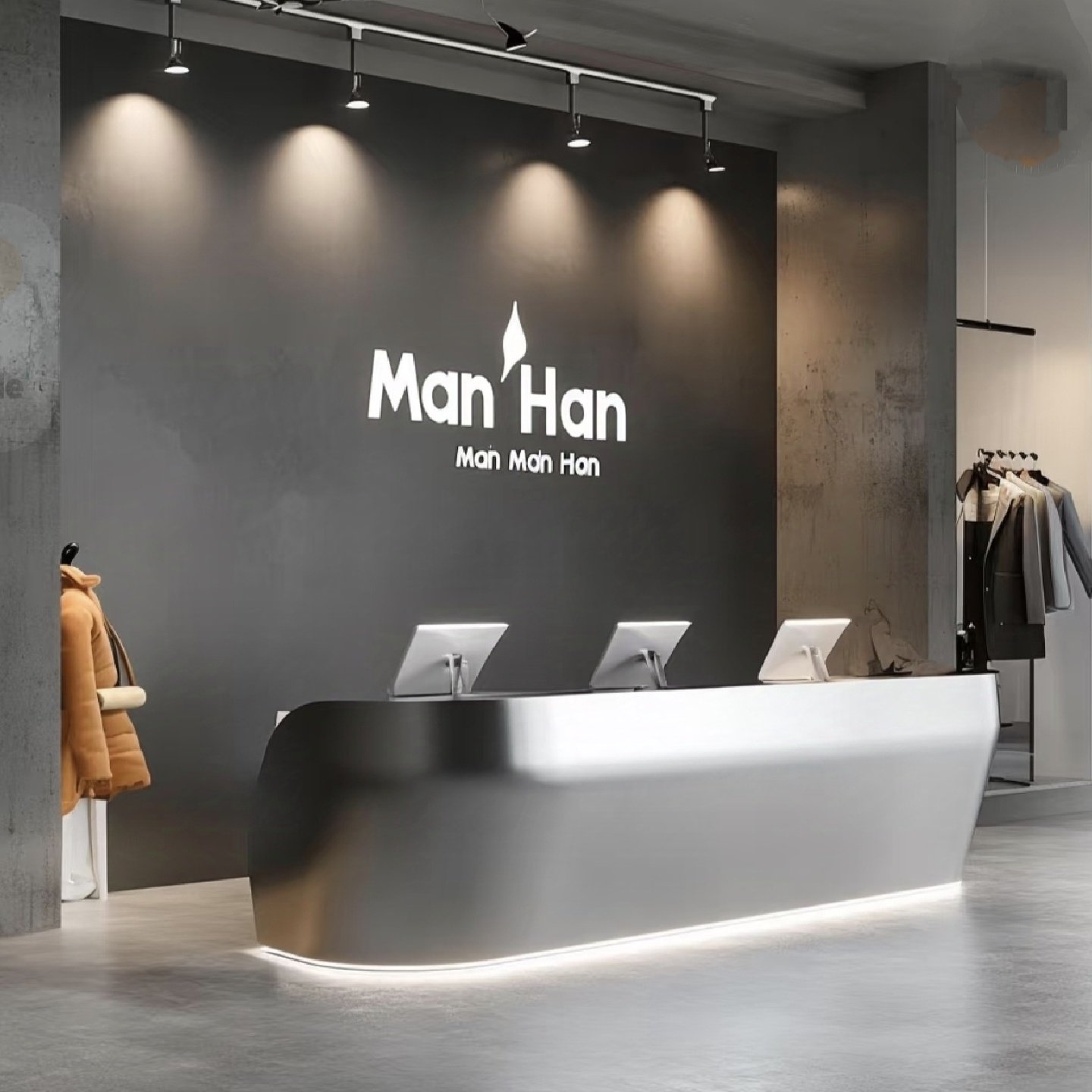 理发店前台接待台简约不锈钢吧台服装店收银台小型健身房网咖吧台