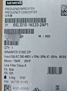 议价西门子6SL3210-1KE23-2AP1 G120C 15.0kW变频器6SL32101KE232