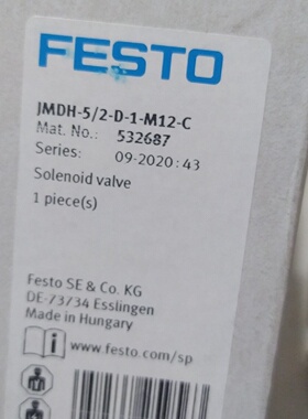 议价JMDH-5/2-D-1-M12-C费斯托532687费斯托688249MDH-3/2-24VDC-