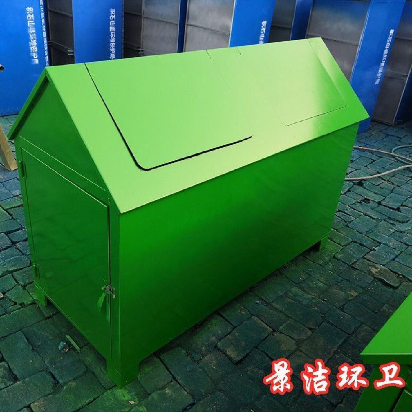 户外垃圾桶铁桶360L圆市政工厂垃圾屋防火防火铁皮金属带轮垃圾箱