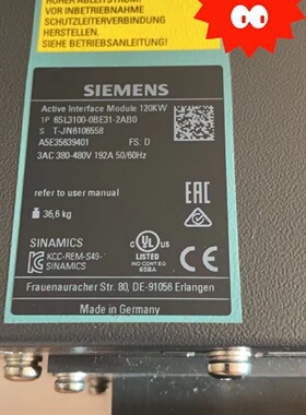 6SL31000BE312AB0120kw电抗充新成