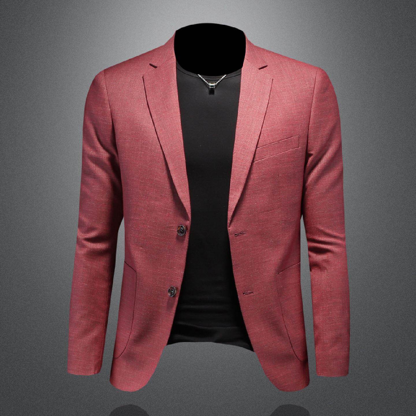 2026春秋季休闲西装男士新款潮流韩版修身竹节纹西服薄款单西上衣