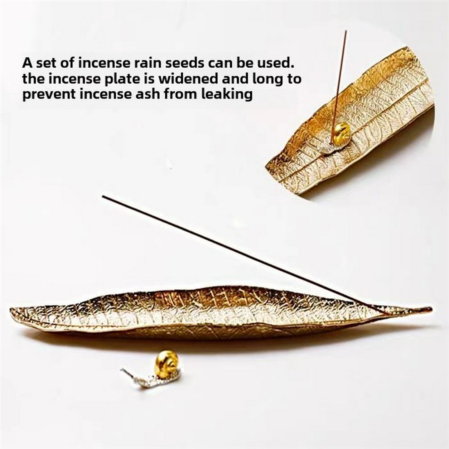 合金线香架金叶子香插香座彷生树叶香托家用室内香熏香禅意香炉