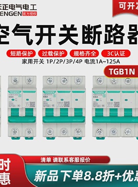 天正电气空气开关TGB1N-63S1P2P3P4P32A63A4.5KA家用小型断路器
