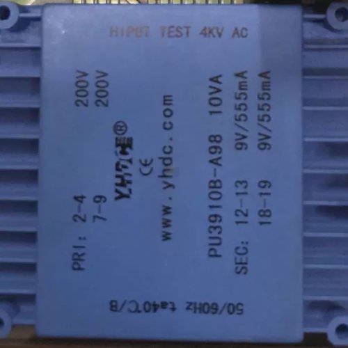 10VA2*200V/2*9V扁平型灌封变压器PU3910B-A98非标的双进双出