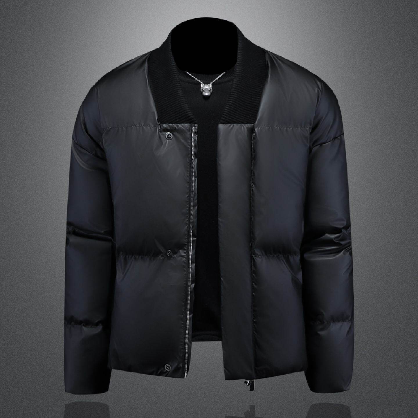 羽绒棉服男款年冬季新款高级感痞帅设计感短款无领棉衣外套潮潮男