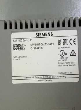 西门子KTP1000BasicDP触摸屏，型号6AV6--议价商品