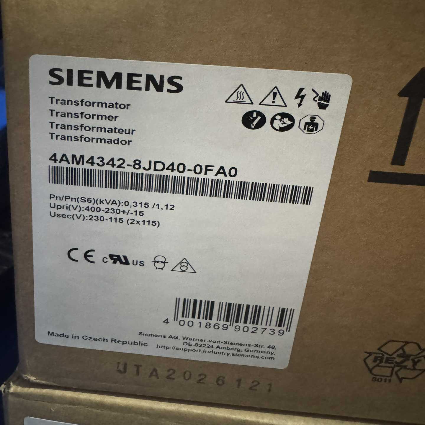 全新西门子变压器，工业自动化控制系统专用。-议价