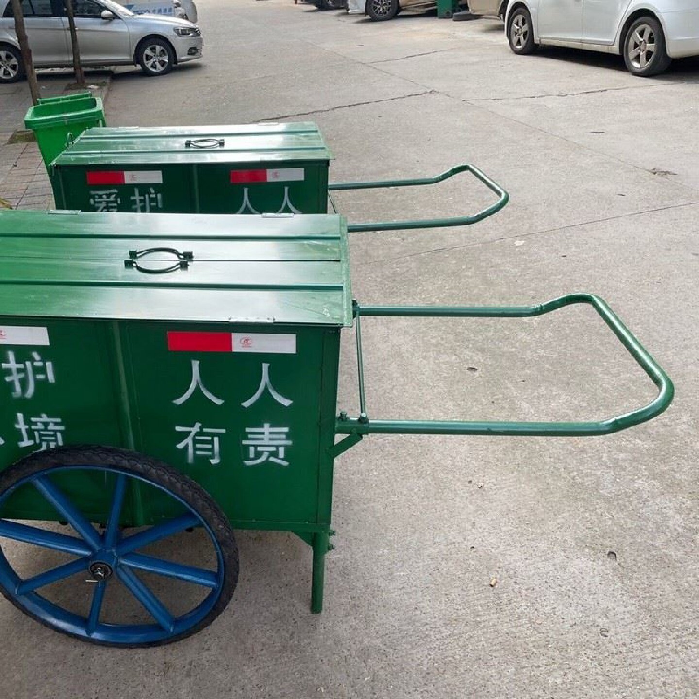 加厚环卫不锈钢手推车人力手推清洁保洁垃圾车物业公园垃圾收集箱