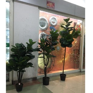 装 工厂店小树盆栽仿真植物琴叶榕绿植软装 饰摆件民宿过道浴场盆景