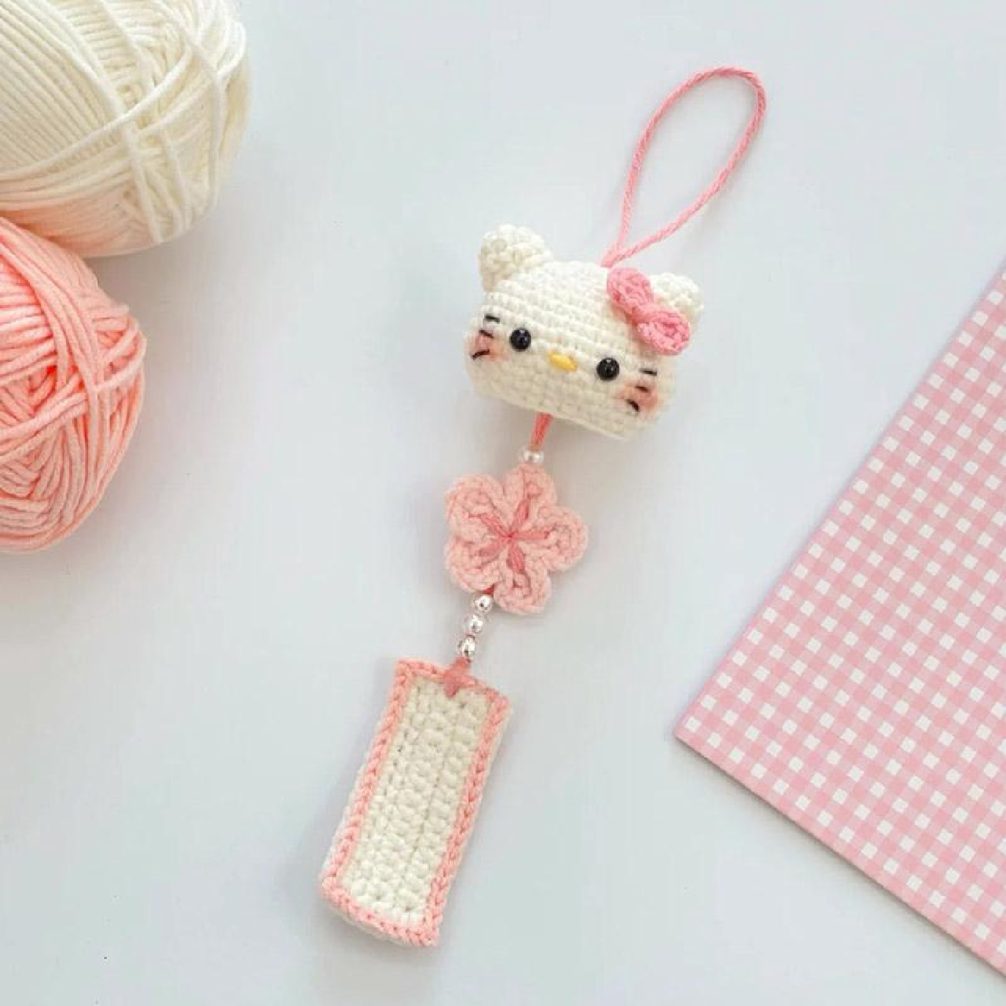 毛线手工编织kitty猫挂件钩针diy材料包针织玩偶打发时间无聊解闷