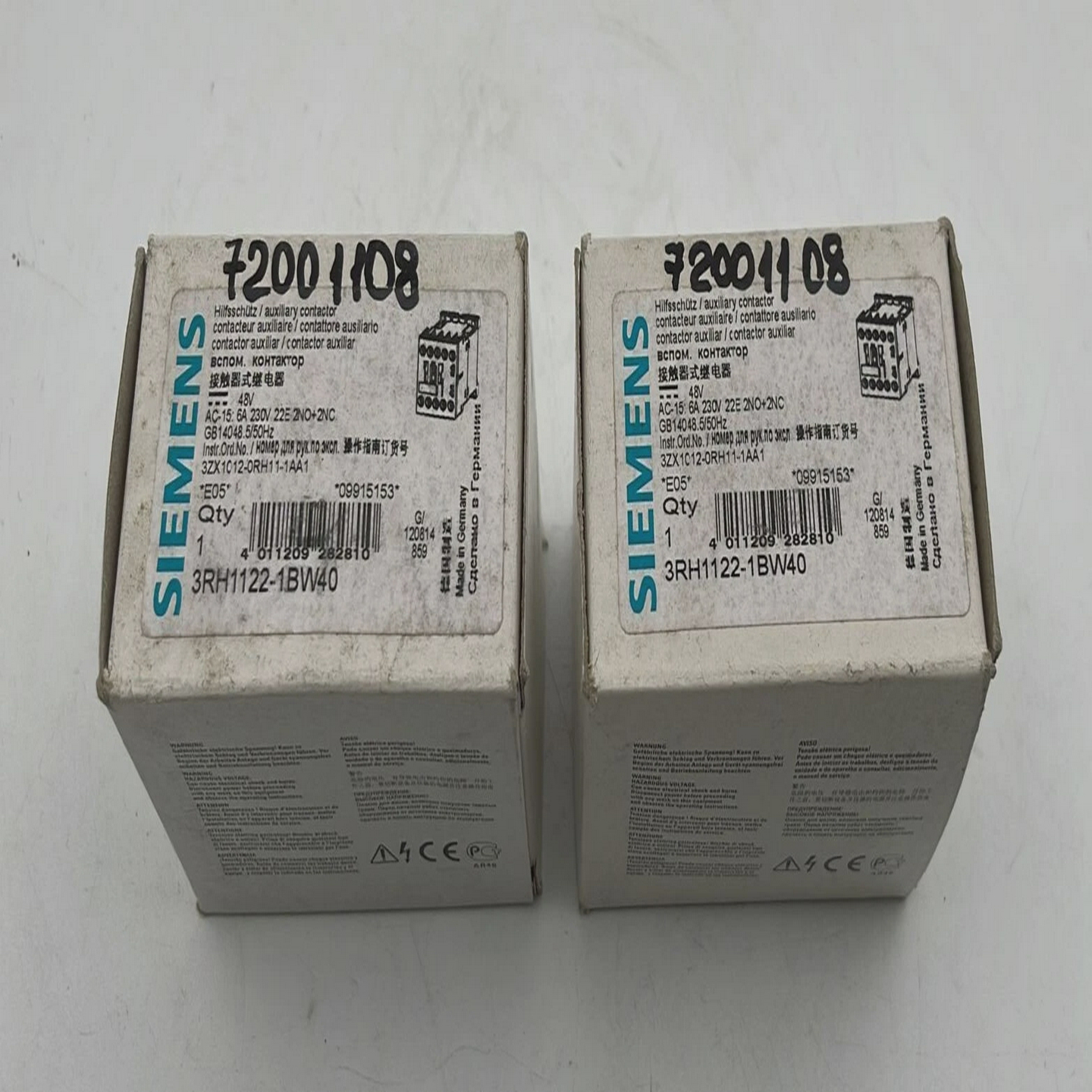 [批量2]全新-西门子3RH1122-1BW40辅助接触器6A230V2NO