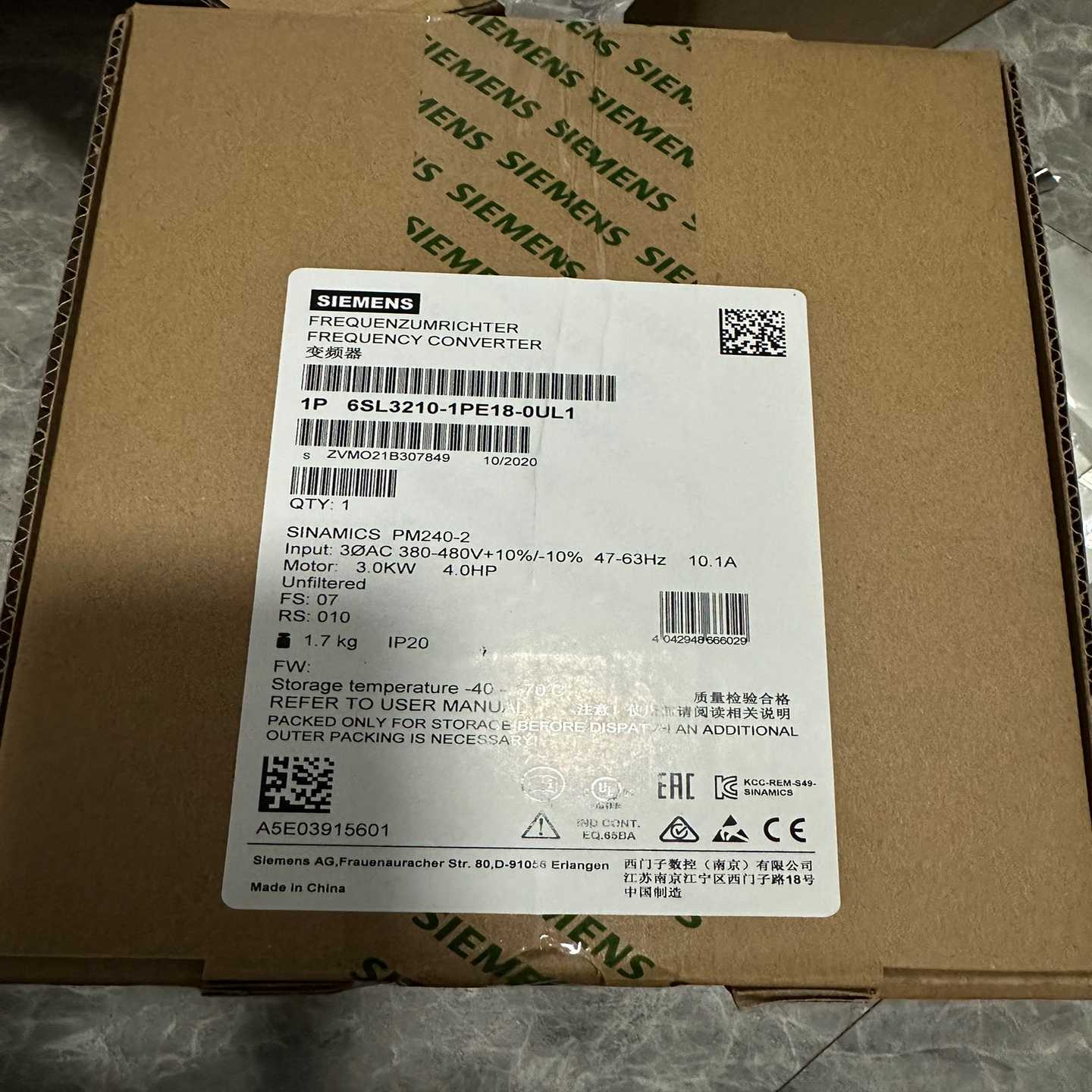 6SL3210-1PE18-0UL1PM240-2变频~询价