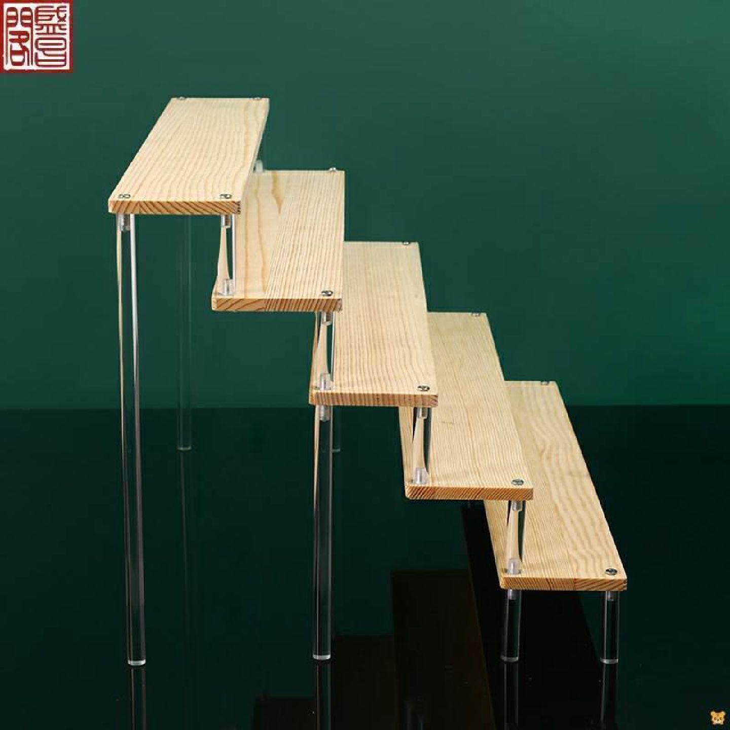 小迷你摆件小型简单式台阶式组装展架桌面木板置物木架楼梯加厚