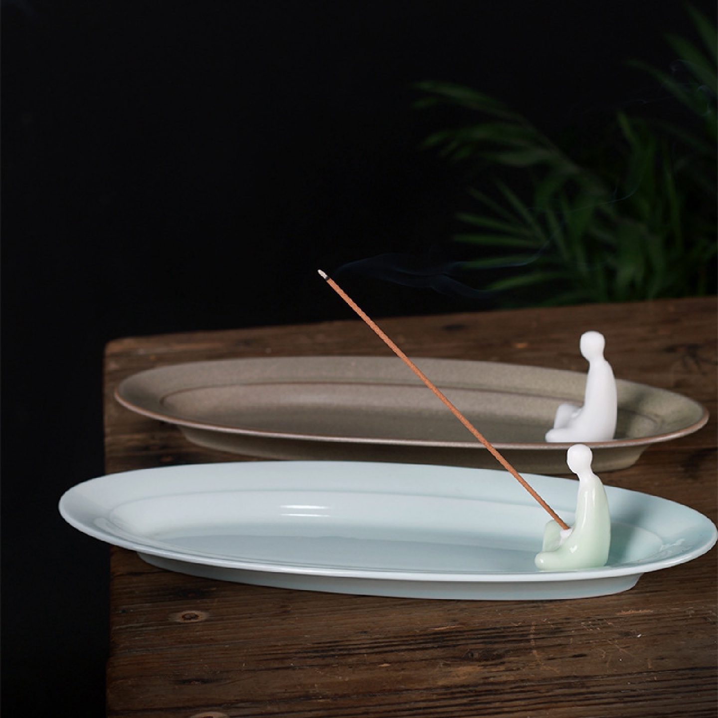 中式无相佛线香插家用点香陶瓷接灰盘室内香座线香炉国风香道摆件