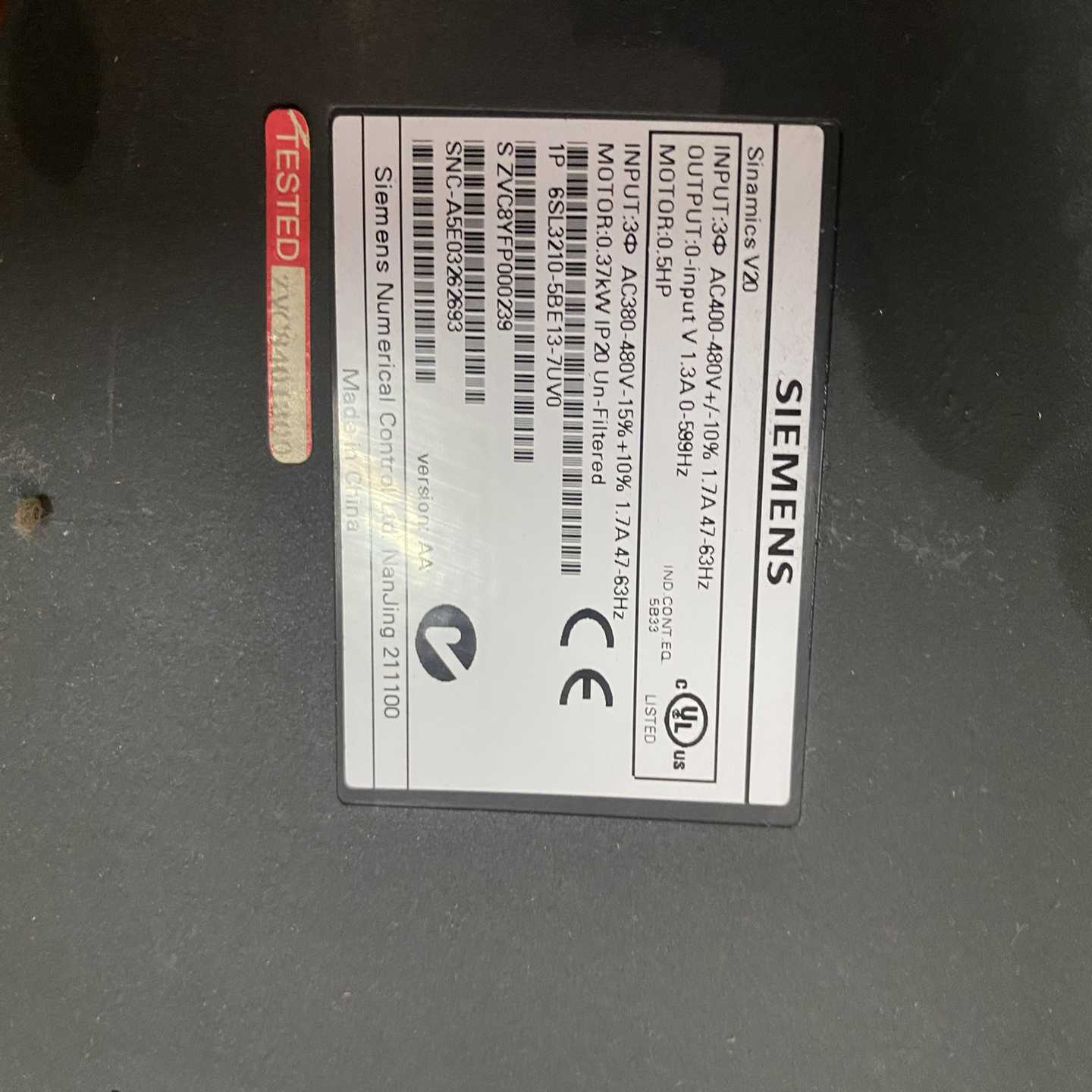 西门子V20变频器 6SL3210-5BE13-7UV0