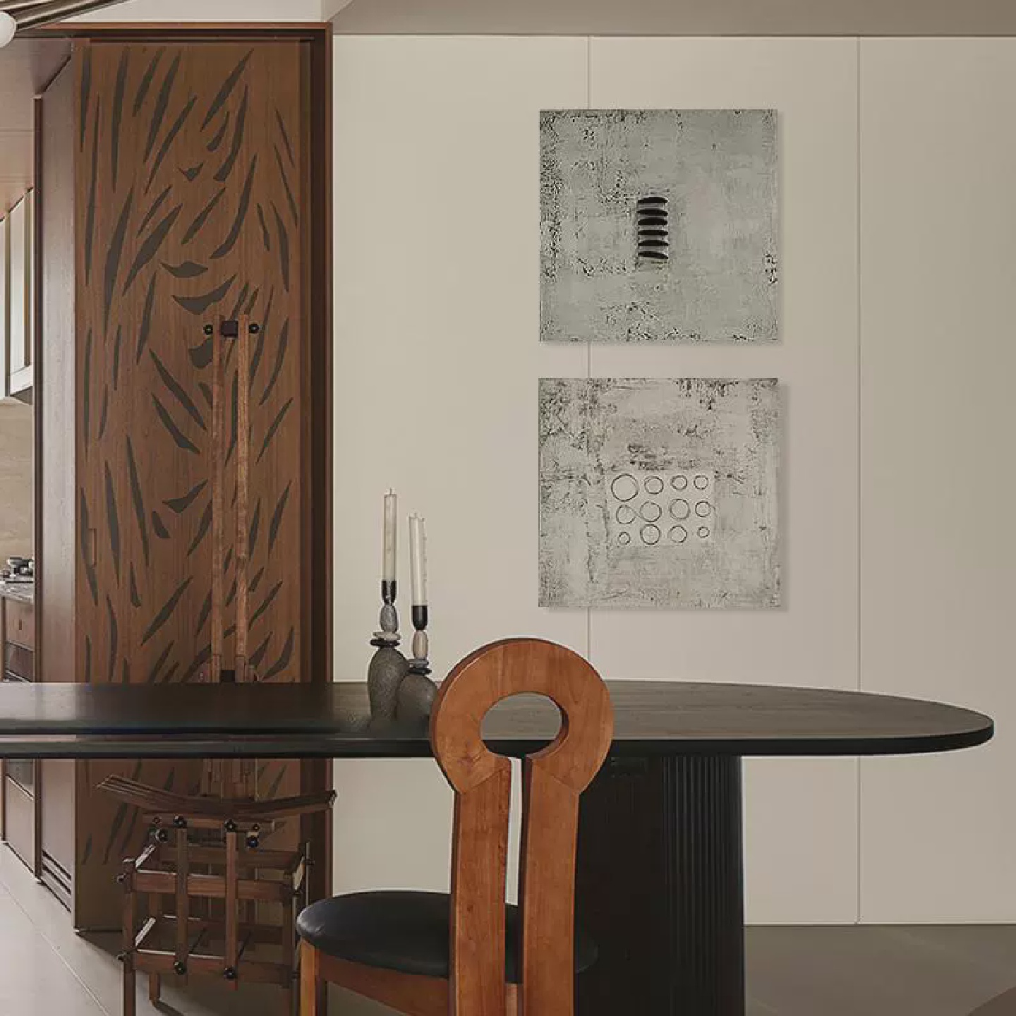 中古风装饰画组合立体手绘肌理画覆古玄关画卧室床头挂画小众餐厅图片