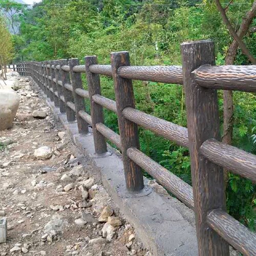 水泥仿藤仿树皮防护栏河道桥梁中式方格仿木园林池塘混凝土围栏厂