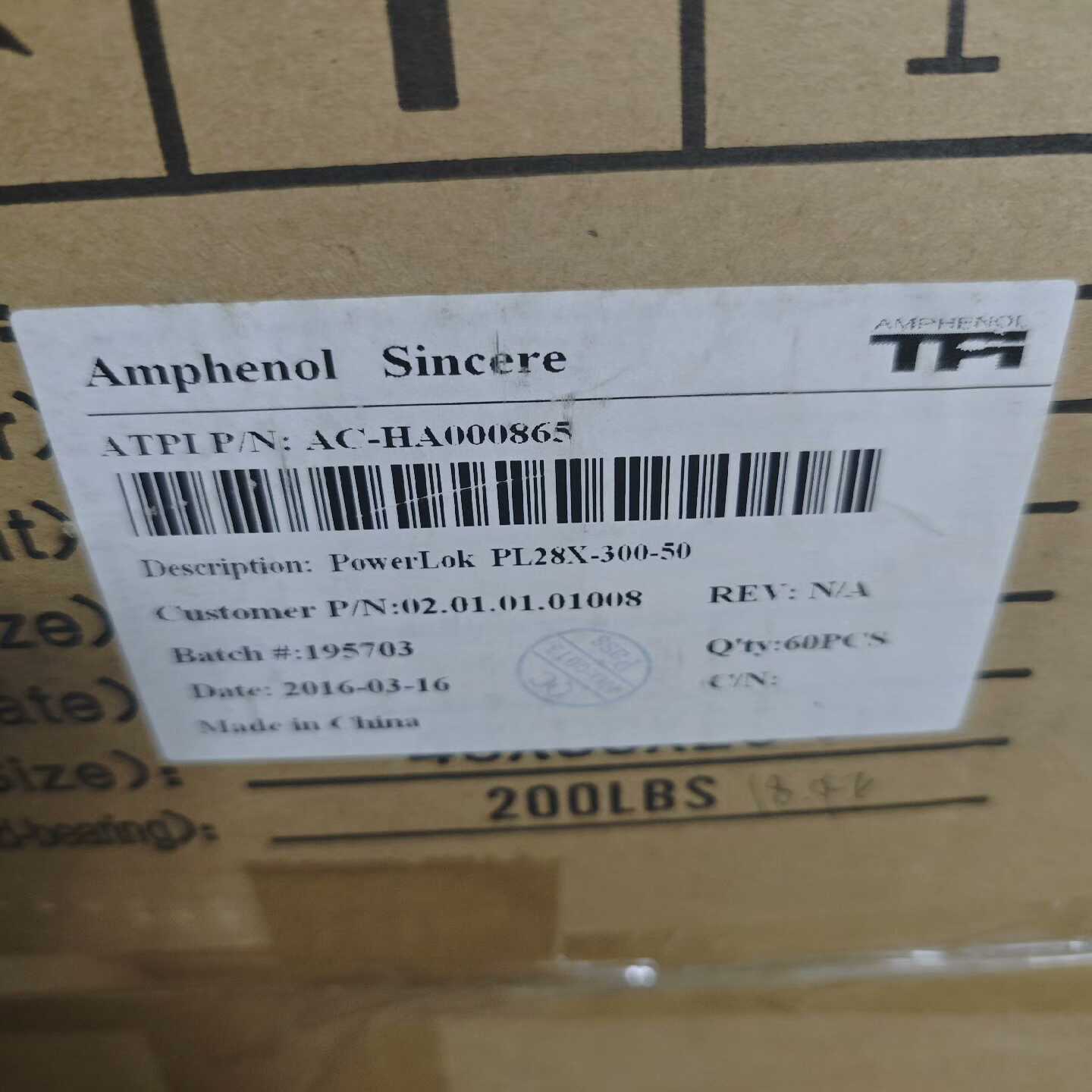 询价Amphenol安费诺PL28X-300-50连接器