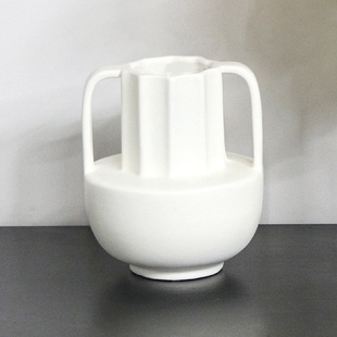 欧式 饰品摆件 复古双耳花器抽象花瓶家居客厅电视柜设计师款 桌面装