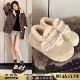 女2025冬季 棉鞋 新款 一脚蹬懒人复古毛毛鞋 加绒保暖时尚 厚底勃肯鞋