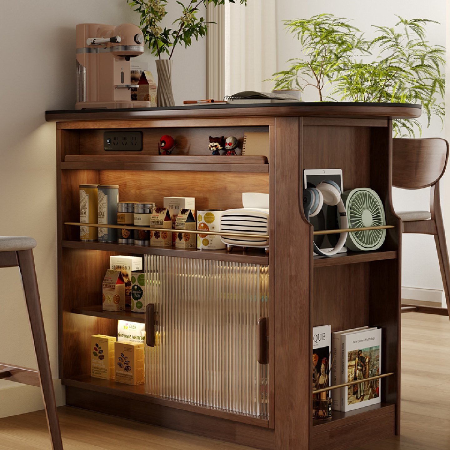 实木吧台小户型客厅隔断家用伸缩岛台餐边柜一体柜岩板玄关储物柜,住宅家具,吧台,淘宝优惠券,粉丝福利购,淘宝优惠卷