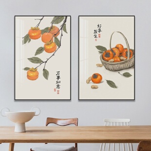 新中式餐厅装饰画鸿运当头饭厅挂画吉祥如意客厅壁画玄关茶室画