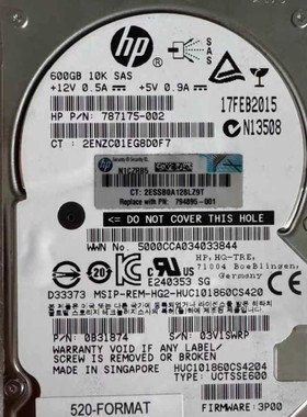 售前询价适用794895-001 3par存储硬盘 600G 25议价