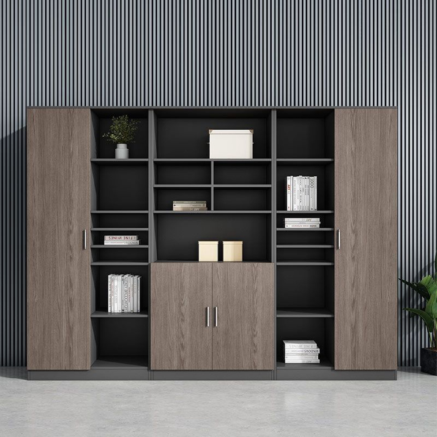 办公室书柜文件柜木质简约资料档案储物柜老板背景柜子带锁可挂衣