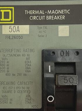 SQUARE D FHL26050 2POLE THERMALMAGNETIC CIRCUIT BREAKER 50A
