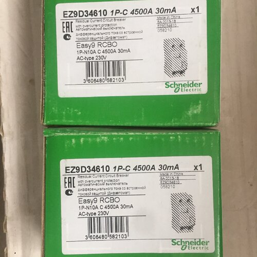 议价EZ9D34610 1P-C 4500A 30mA 库存正品施耐德 EASY9 RCBO 全新