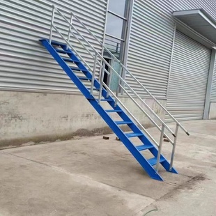 安全防护标准化桥梁梯子基坑斜爬梯钢梯带护栏45度人行工地直梯