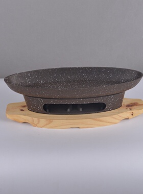 批发船型炉中式不粘饭店烤鱼烤肉酒精锅木托创意多功能烤鱼炉批发