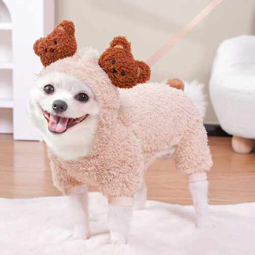 秋冬款小型犬狗狗衣服宠物猫四脚冬装小熊法斗小狗泰迪猫咪狗用品