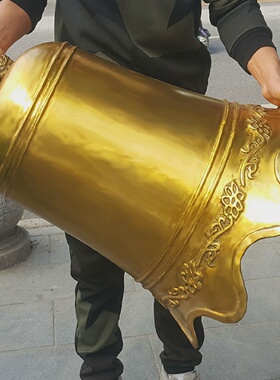 铜钟大号光面黄铜铃铛挂件寺院撞钟悬挂凉亭挂饰六字真言装饰