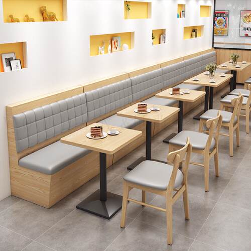 定制餐厅靠墙卡座沙发火锅日料小吃面馆奶茶店餐实木桌椅组合商用