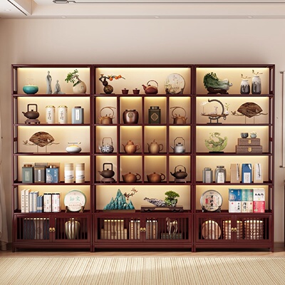 茶叶架置物架多层非实木架展示柜茶室布置茶具收纳架新中式多宝阁