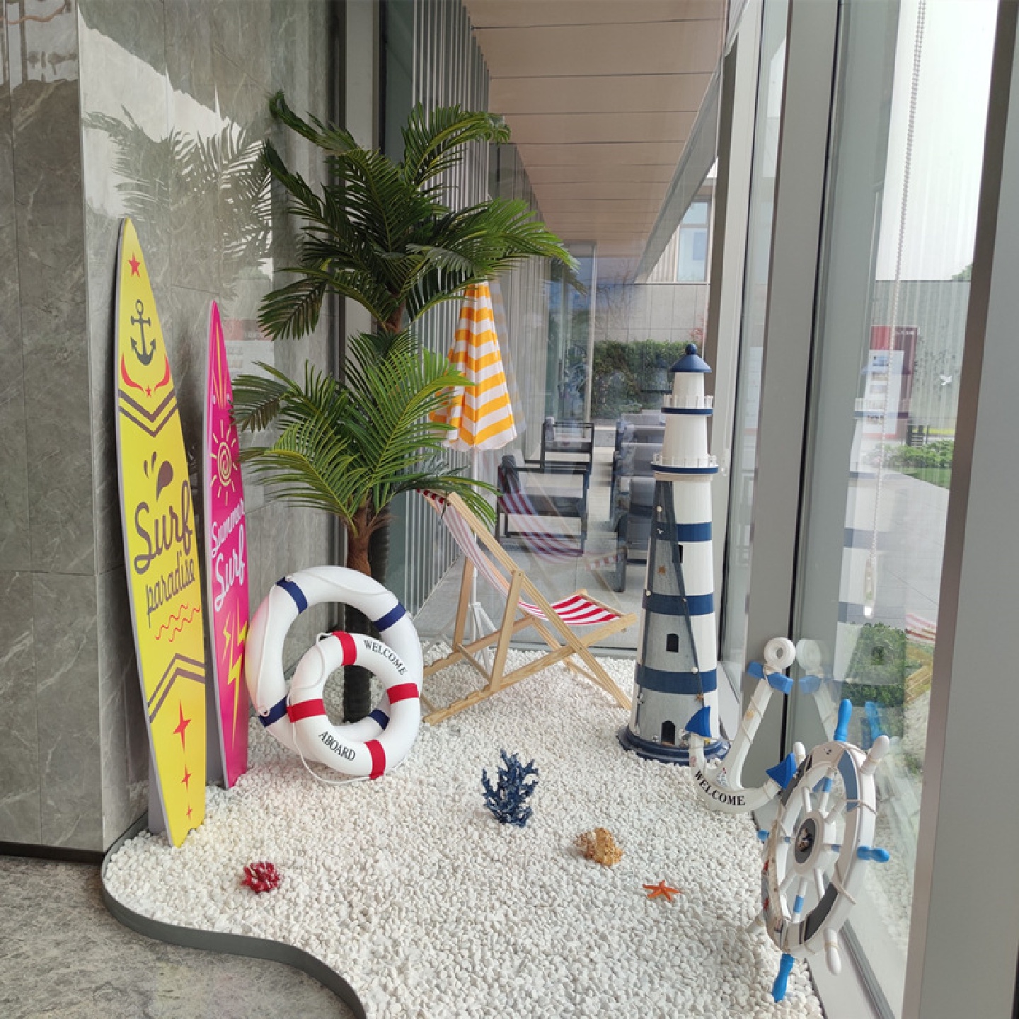 夏季海洋地中海主题橱窗装饰道具DP点陈列摆件布置商场售楼部美陈