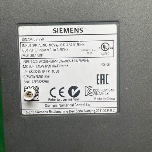 (议)V20变频器6SL32105BE211UV0