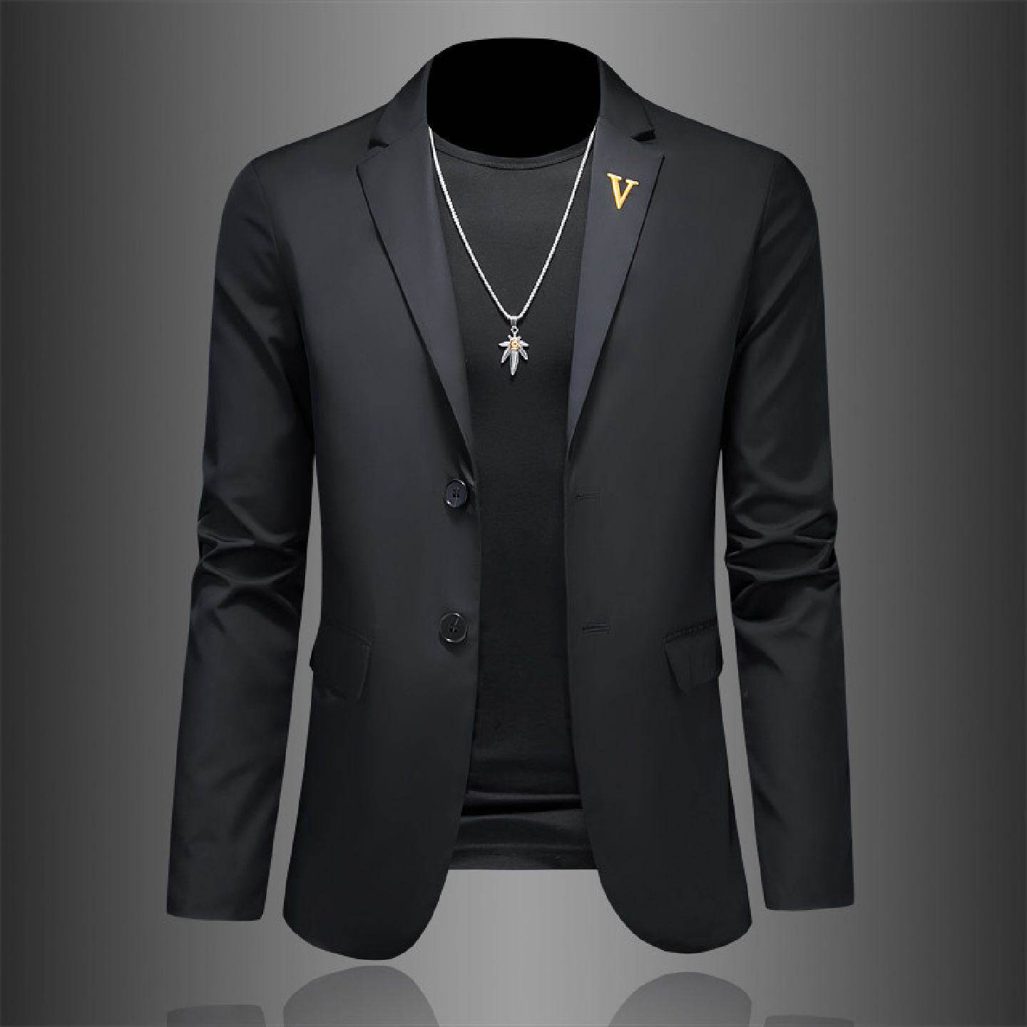 欧货潮牌刺绣小西装外套男新款时尚百搭商务装欧洲站休闲西服潮男