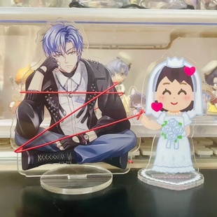 插画小人结婚立牌红线缠绕cp谷美高颜值亚克力桌面摆件送朋友礼物
