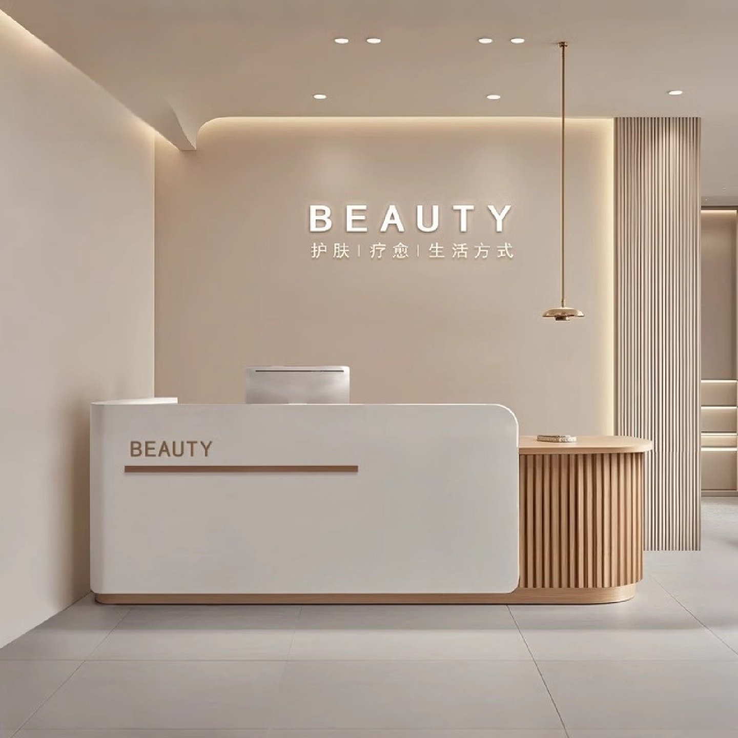 瑜伽馆前台美容院收银台柜台烤漆美发店吧台简约服装店前台接待台