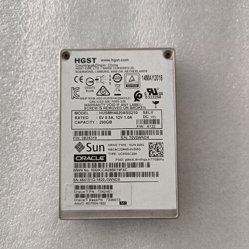 Sun太阳Oracle200g固态硬盘12GSAS2.议价