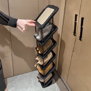 入户门口专用鞋柜藤编中古风鞋架家用入户门收纳架多功能收纳鞋架