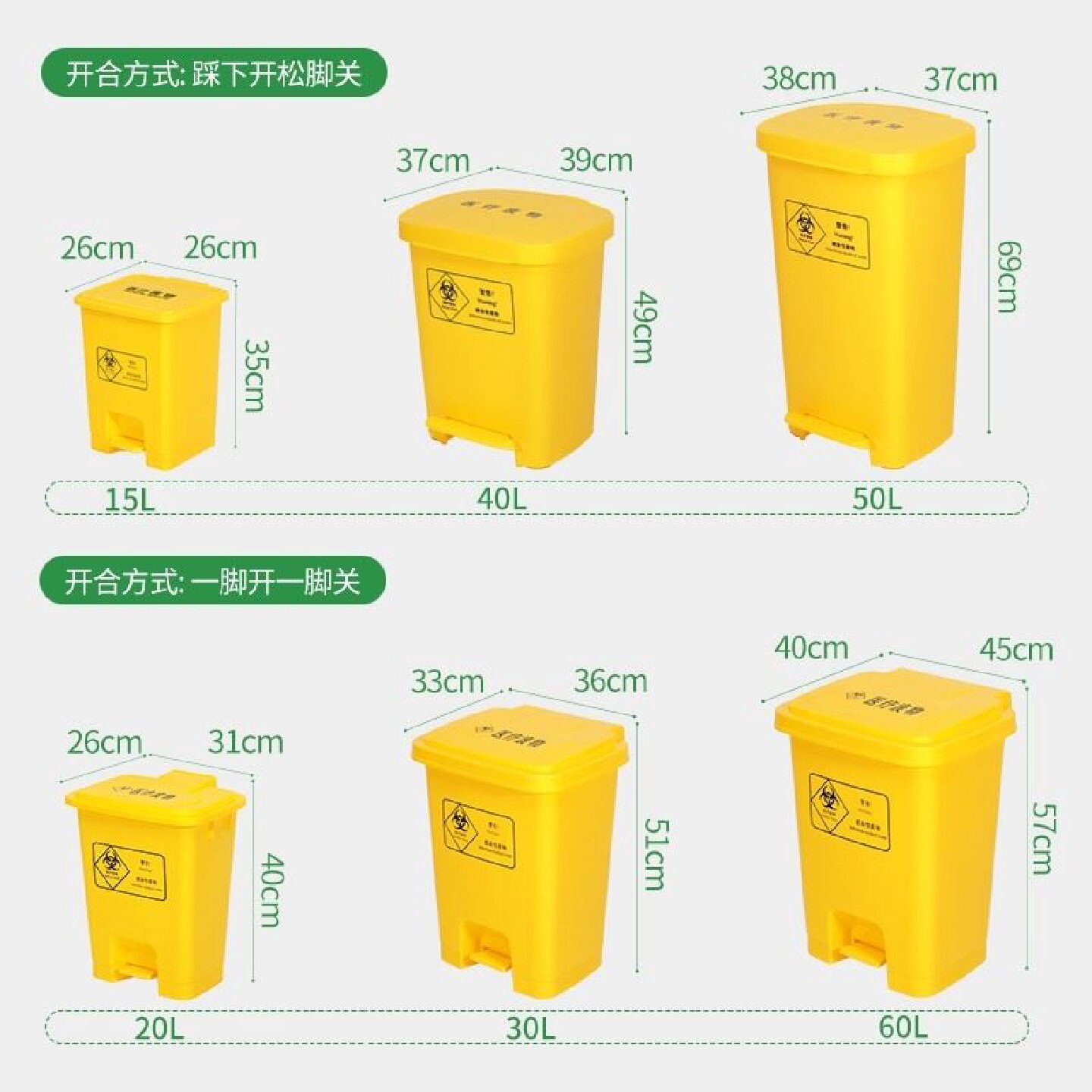 全国医疗垃圾桶医用废物桶脚踏桶黄色医院大号户外诊所废弃物24